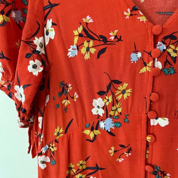 ANTHROPOLOGIE Maeve Eudora Floral Midi Dress Front Button US 2 - Picture 2 of 5